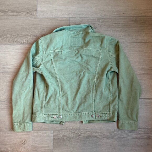 Levi's Premium Trucker Jacket Green Garment Dye Sz Small - Picture 4 of 4